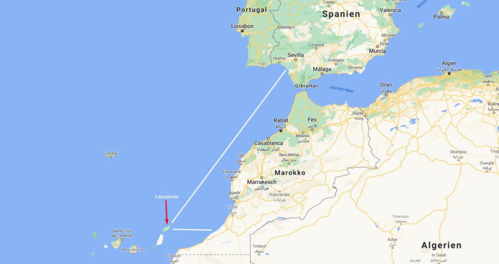 Distanz Lanzarote Festland und Afrika
