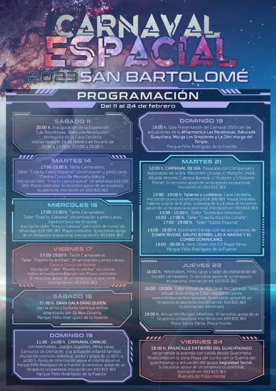 Programm Karneval San Bartolomé 2023